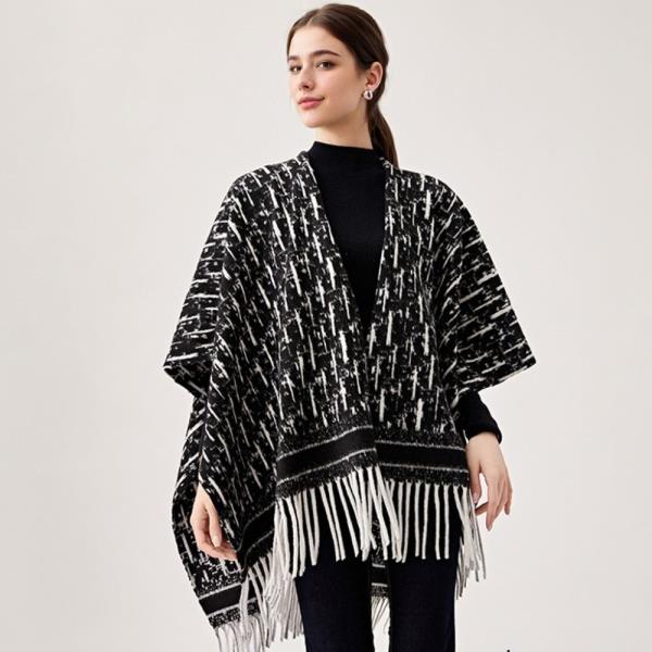 ABSTRACT PATTERN FRINGE SHAWL SCARF