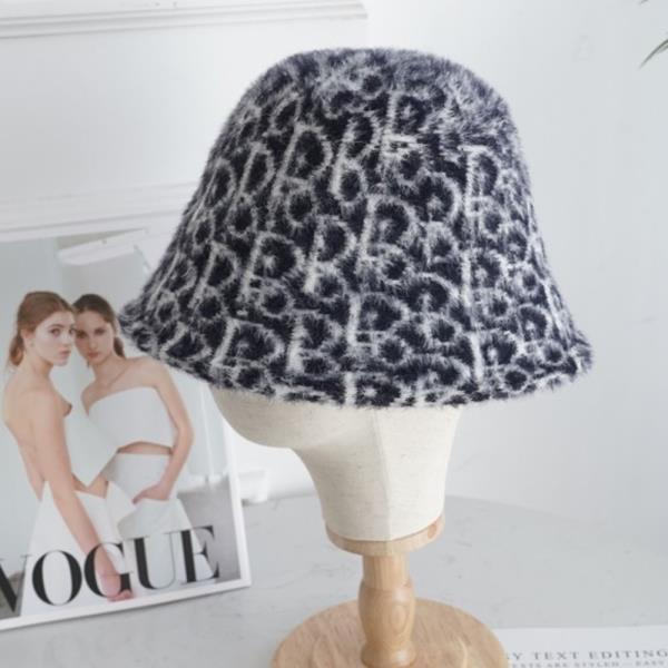 FAUX FUR MONOGRAM PATTERN BUCKET HAT