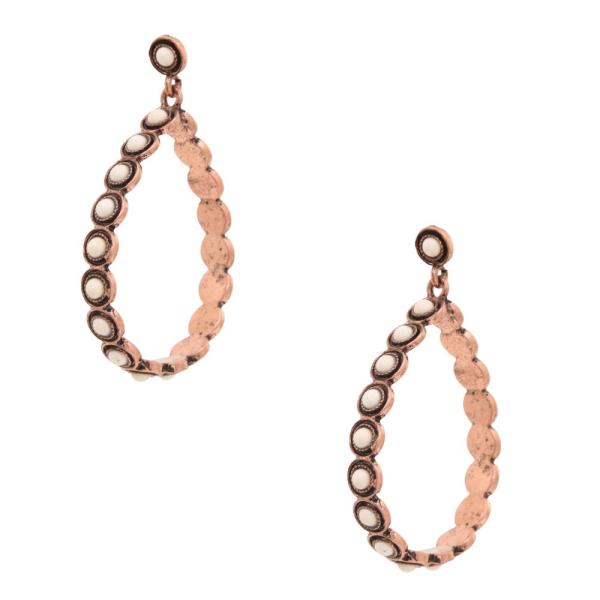 TEARDROP STUDDED METAL DANGLE EARRING