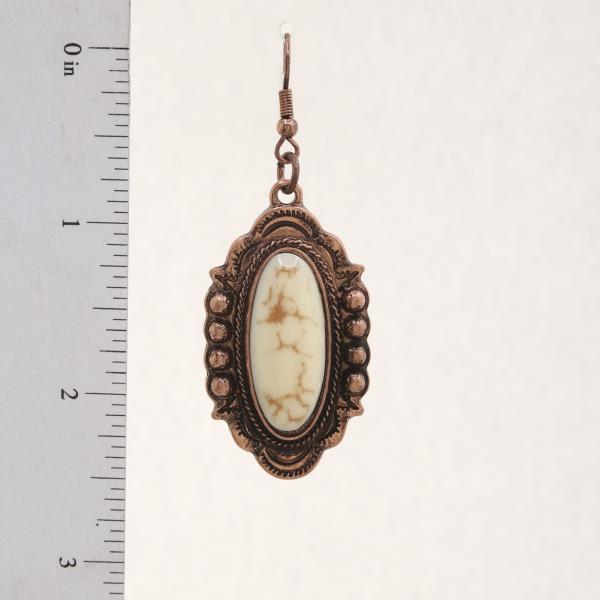 OVAL SHAPE METAL DANGLE EARRING