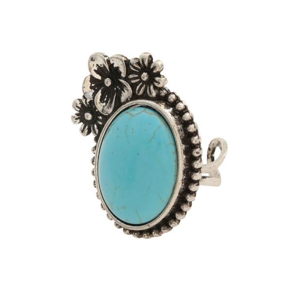 TURQUOISE STONE METAL RING