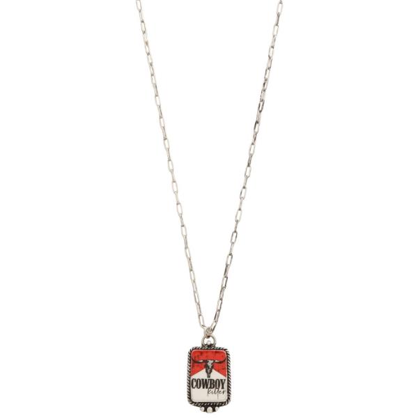 COWBOY RECTANGLE PENDANT NECKLACE