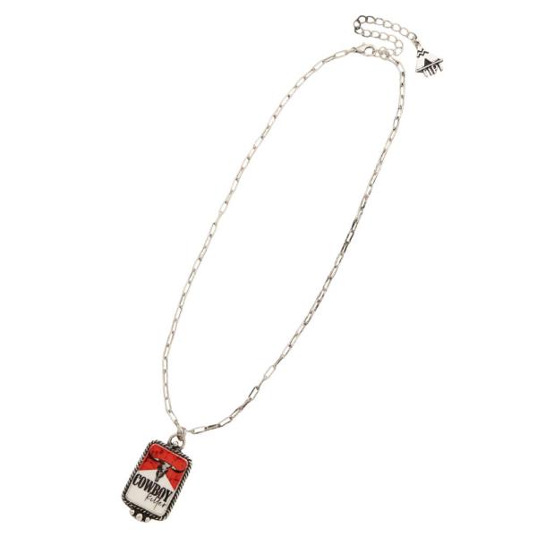 COWBOY RECTANGLE PENDANT NECKLACE