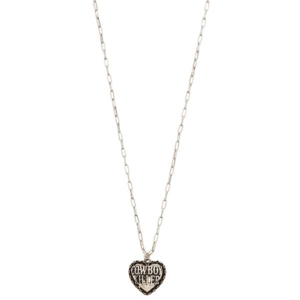 COWBOY HEART SHAPE PENDANT NECKLACE