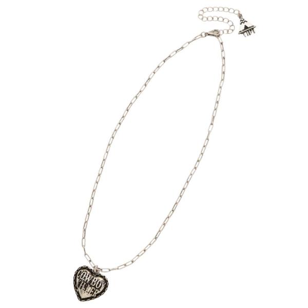 COWBOY HEART SHAPE PENDANT NECKLACE