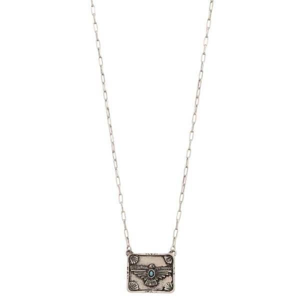 EAGLE RECTANGLE PENDANT METAL NECKLACE