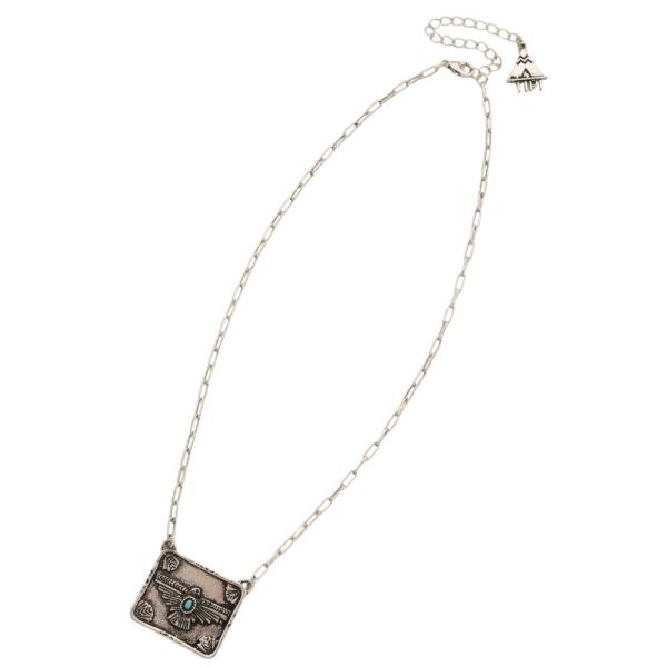 EAGLE RECTANGLE PENDANT METAL NECKLACE