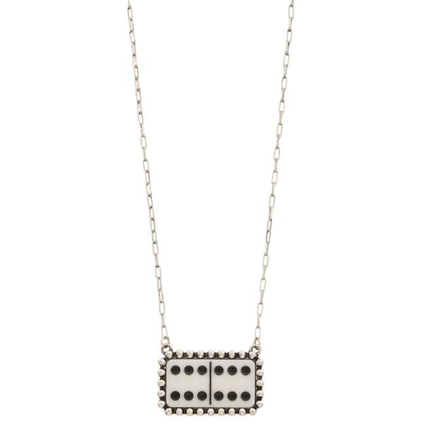 DOMINO CHIP STUDDED PENDANT NECKLACE