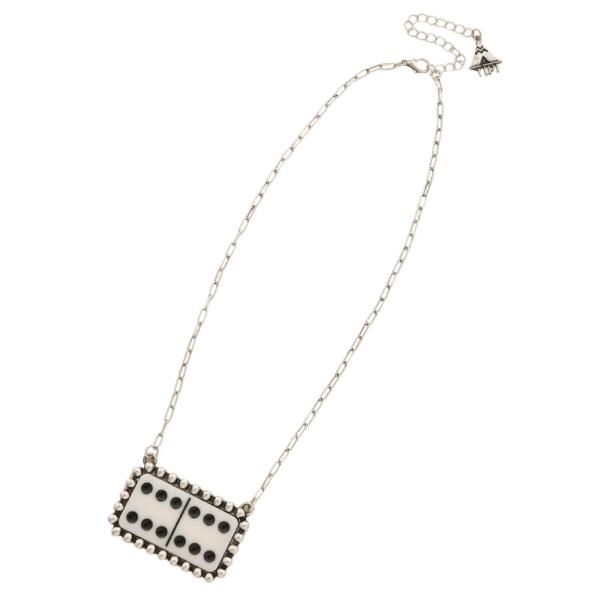 DOMINO CHIP STUDDED PENDANT NECKLACE