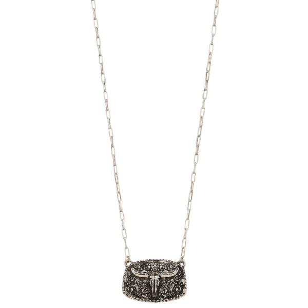 COWBOY FILIGREE PENDANT METAL NECKLACE