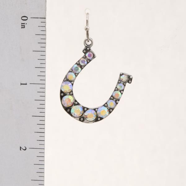 RHINESTONE HORSESHOE METAL EARRING