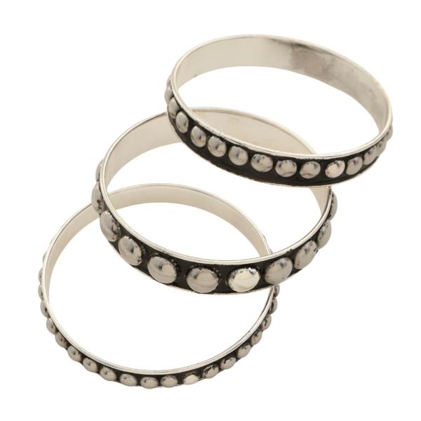 STUDDED METAL BANGLE BRACELET SET