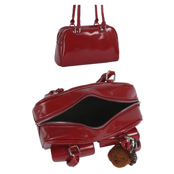 CHIC BUCKLE DESIGN SHOULDER BAG W DOLL KEYCHAIN