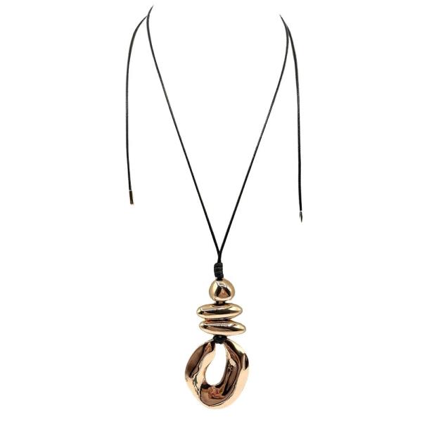 METAL PENDANT CORD ADJUSTABLE NECKLACE