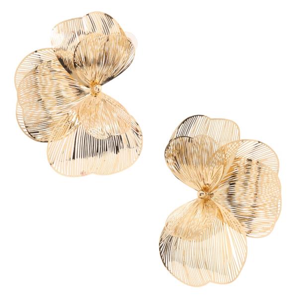 HALF FLOWER METAL EARRING