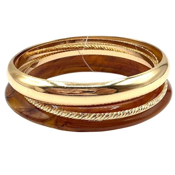 ACRYLIC METAL MULTI BANGLE BRACELET SET