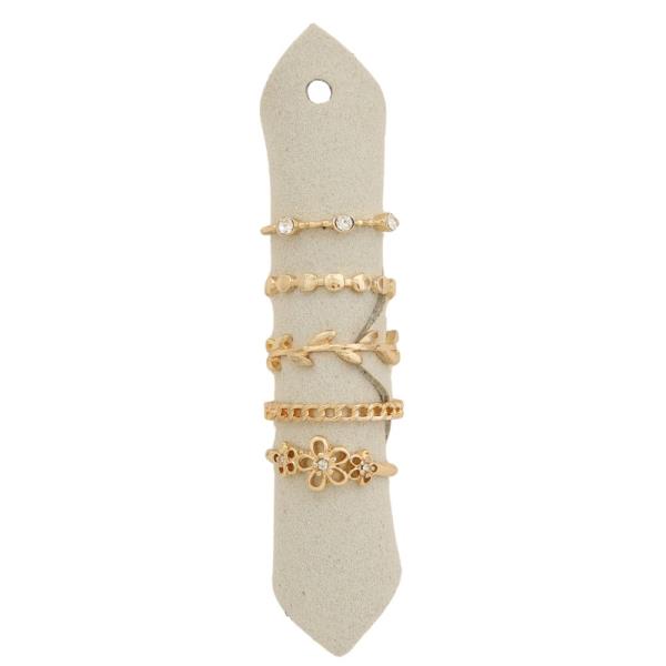 DAINTY FLOWER METAL ASSORTED RING SET