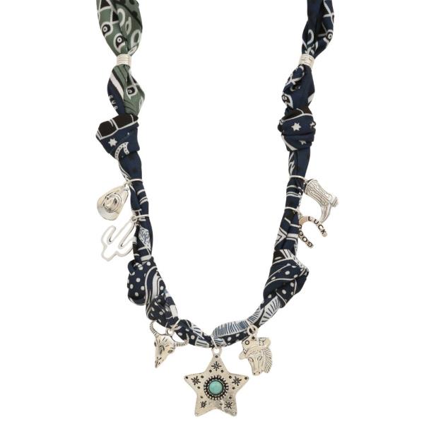 WESTERN MULTI CHARM FABRIC NECKLACE