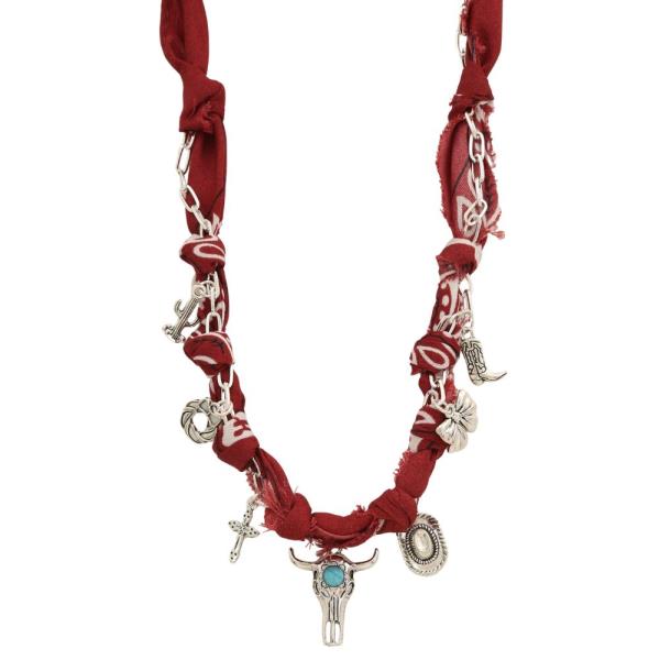 WESTERN MULTI CHARM FABRIC NECKLACE