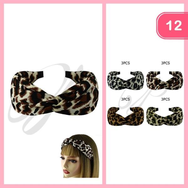LEOPARD KNOTTED HEADBAND (12 UNITS)