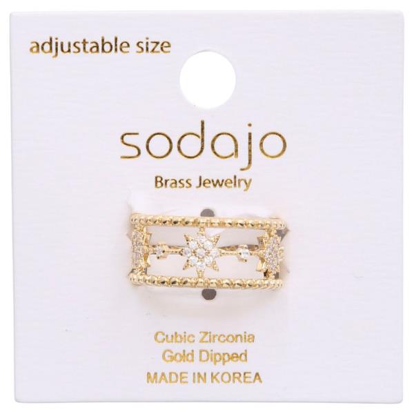 SODAJO CZ STAR LINK METAL GOLD DIPPED EARRING