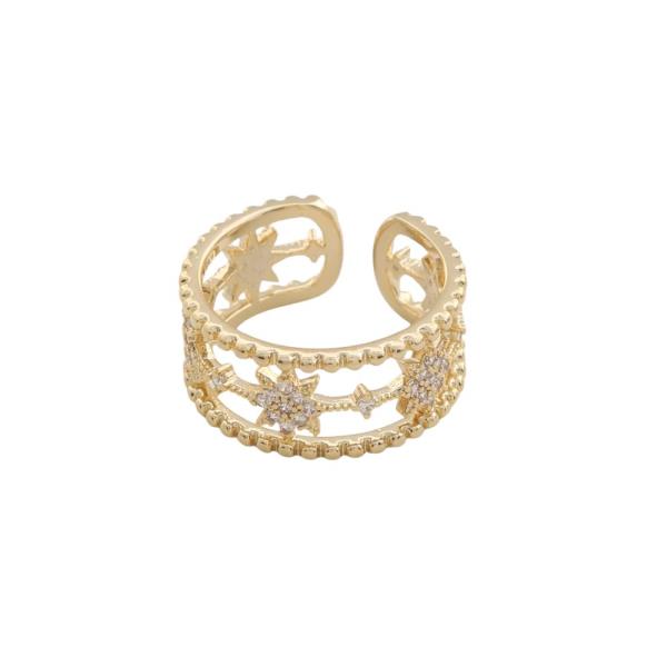 SODAJO CZ STAR LINK METAL GOLD DIPPED EARRING