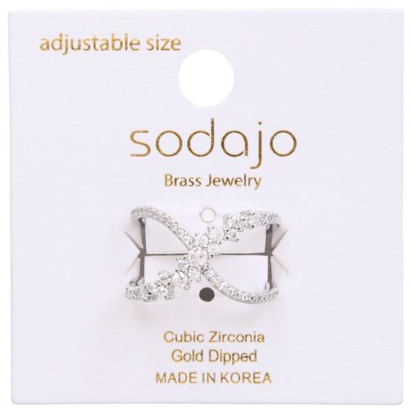 SODAJO CRISS CROSS CZ GOLD DIPPED ADJUSTABLE RING