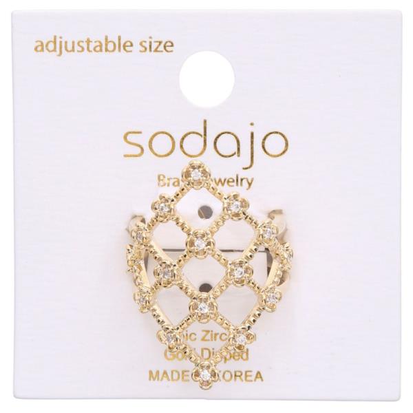 SODAJO CZ METAL ADJUSTABLE GOLD DIPPED RING