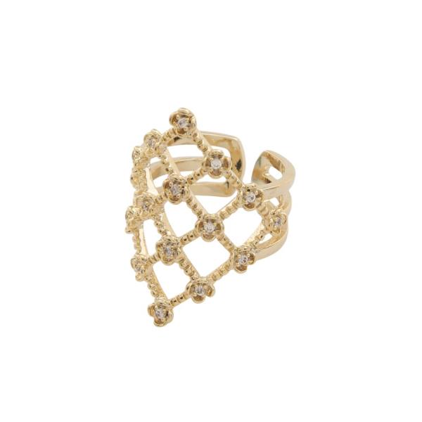SODAJO CZ METAL ADJUSTABLE GOLD DIPPED RING