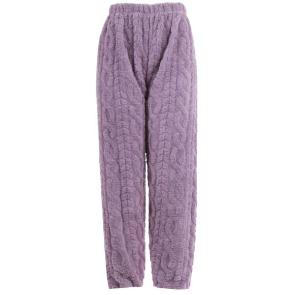 CABLE KNIT PATTERN FUZZY LOUNGE PAJAMA PANTS - LXL SIZE