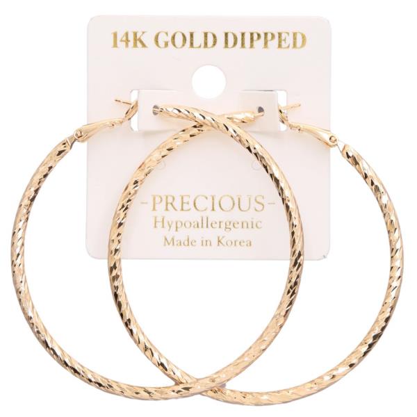 14K GOLD DIPPED TEXTURED HOOP EARRING