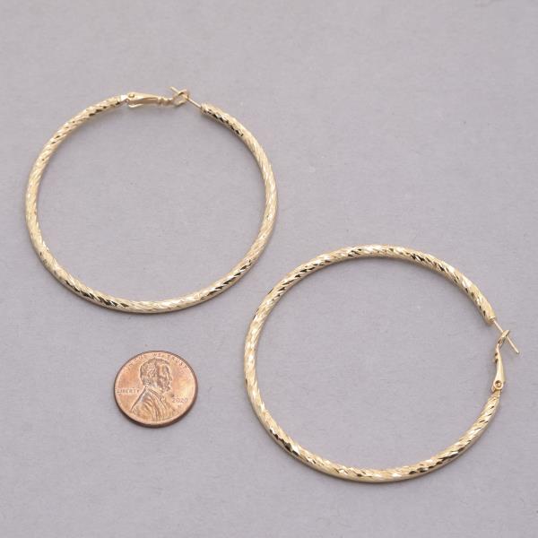 14K GOLD DIPPED TEXTURED HOOP EARRING