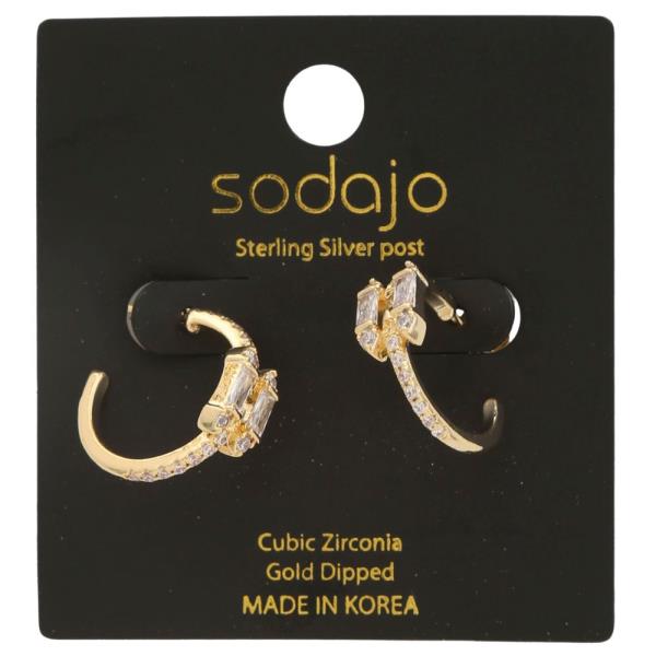 SODAJO CZ HOOP GOLD DIPPED EARRING
