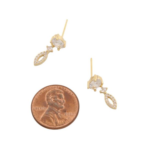 SODAJO CZ OVAL MARQUISE POINTED OVAL GOLD DIPPED EARRING