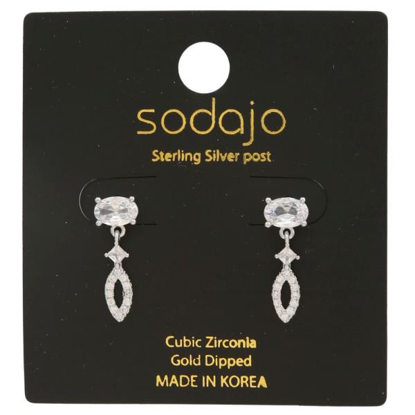 SODAJO CZ OVAL MARQUISE POINTED OVAL GOLD DIPPED EARRING