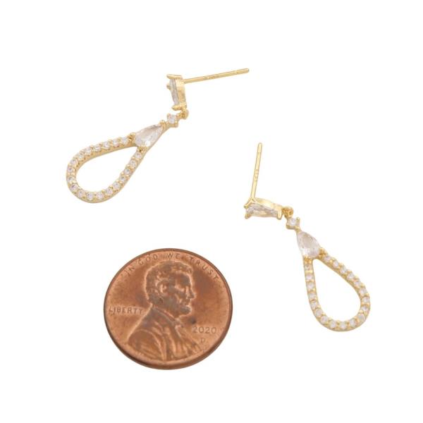 SODAJO LONG TEARDROP CRYSTAL DANGLE GOLD DIPPED EARRING