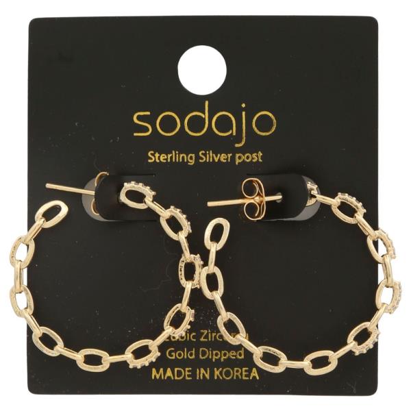 SODAJO CIRCLE OVAL LINK OPEN HOOP GOLD DIPPED EARRING