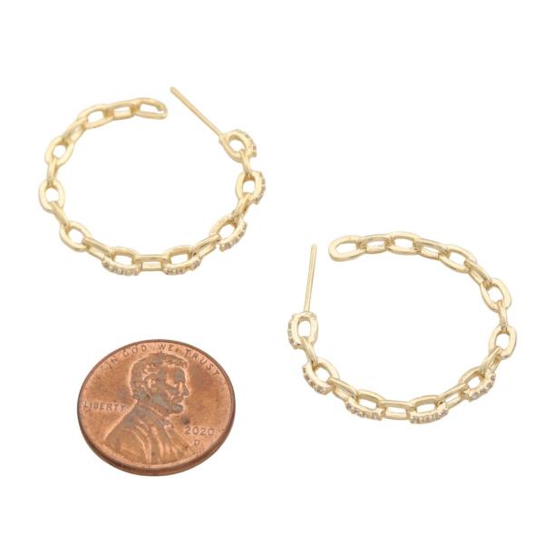 SODAJO CIRCLE OVAL LINK OPEN HOOP GOLD DIPPED EARRING