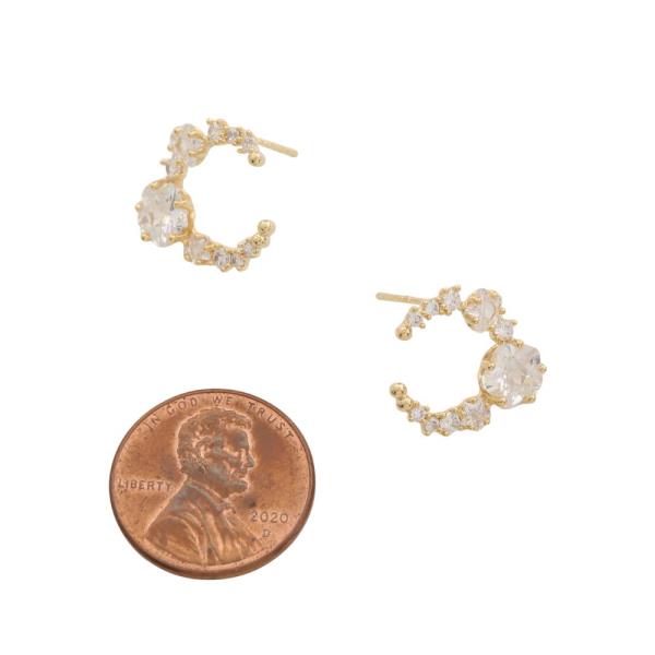SODAJO CZ FLOWER OPEN CIRCLE GOLD DIPPED EARRING