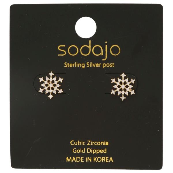 SODAJO CZ SNOWFLAKE GOLD DIPPED STUD EARRING