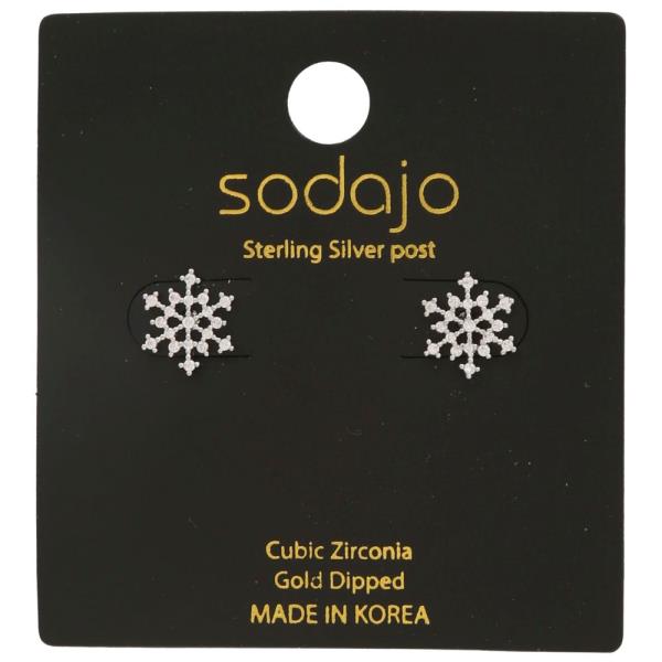 SODAJO CZ SNOWFLAKE GOLD DIPPED STUD EARRING