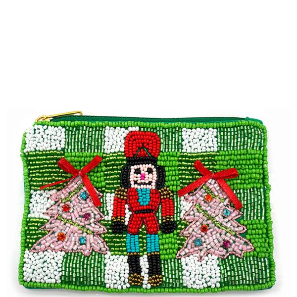 SEED BEAD CHECKER NUTCRACKER TREE COIN PURSE