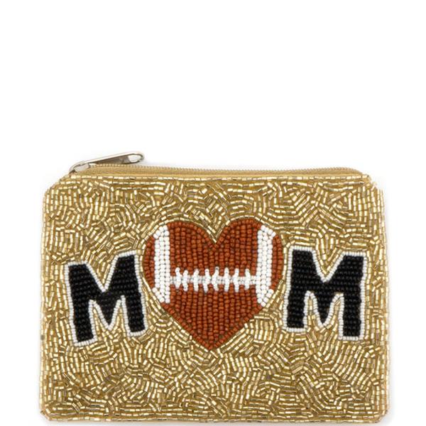 SEED BEAD FOOTBALL MOM COIN BAG