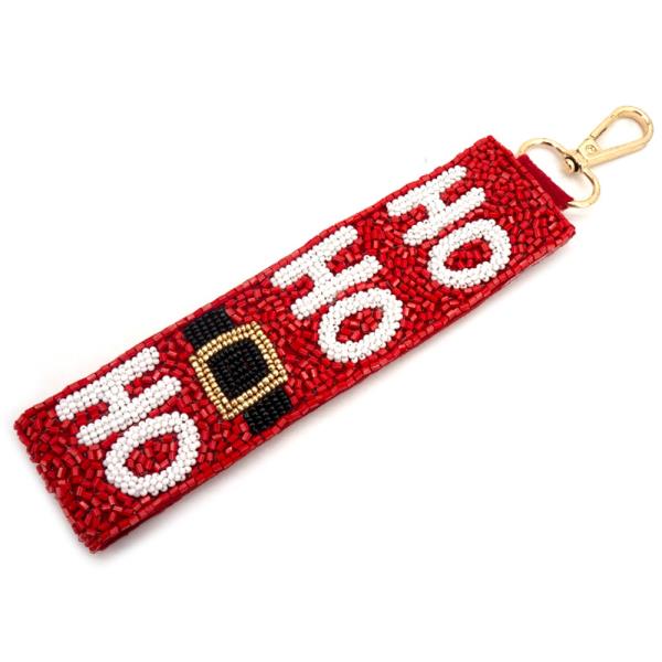 SEED BEAD CHRISTMAS HO HO HO KEYCHAIN