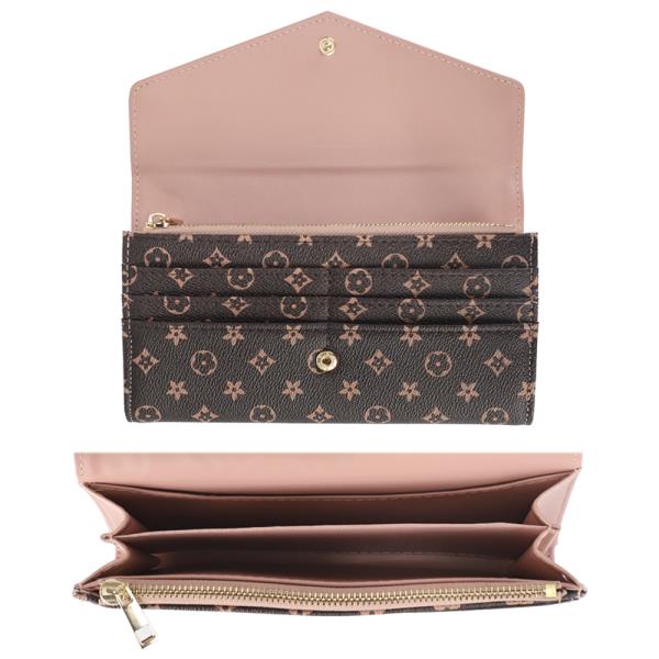 TWO TONE TEXTURED DESIGN BUTTON FLAP WALLET