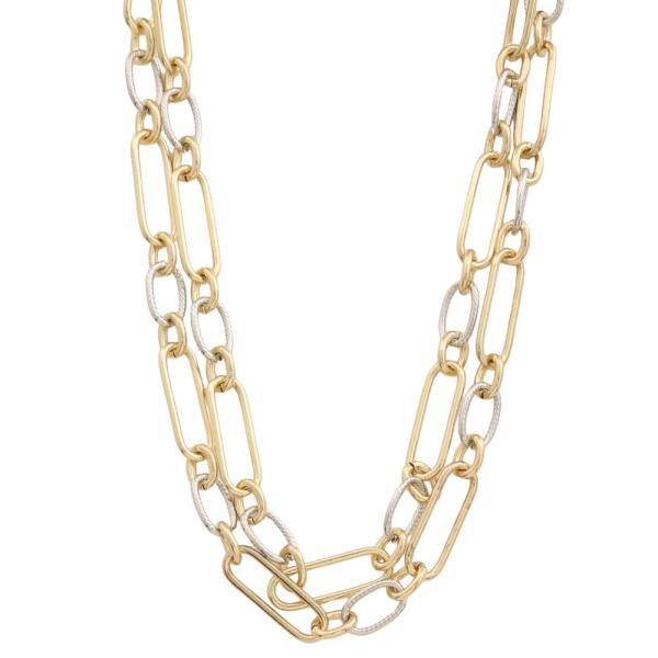 14K GOLD PLATED TWO TONE LINK NECKLACE