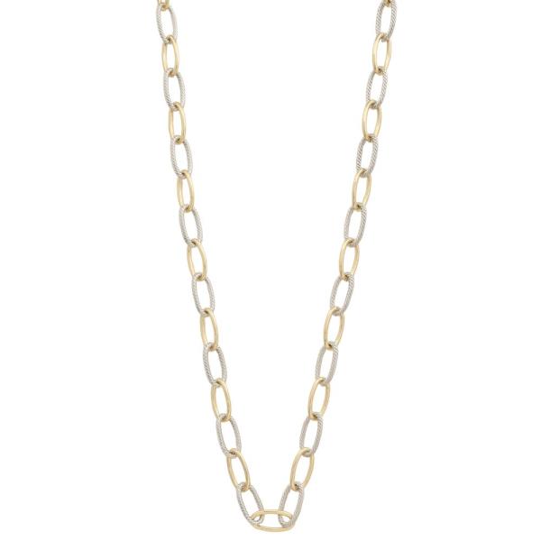 14K GOLD PLATED TWO TONE OVAL LINK METAL NECKLACE