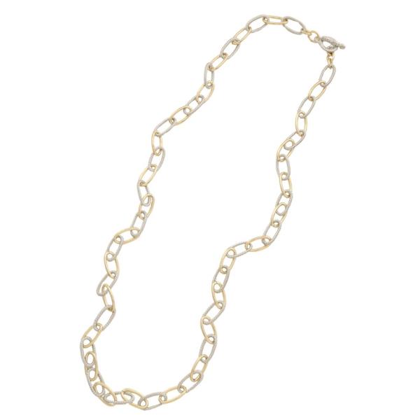 14K GOLD PLATED TWO TONE OVAL LINK METAL NECKLACE