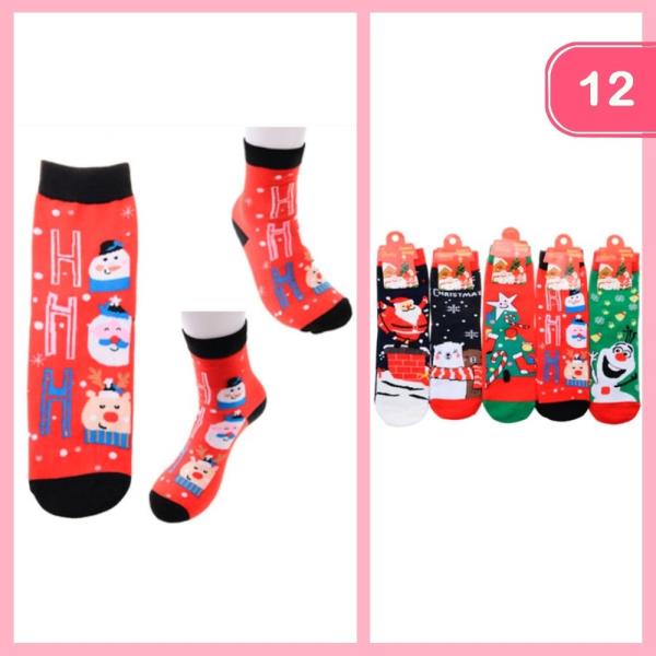 CHRISTMA PRINTS SOCKS (12 UNITS)