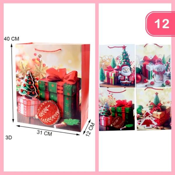CHRISTMAS 3D GIFT BAG (12 UNITS)